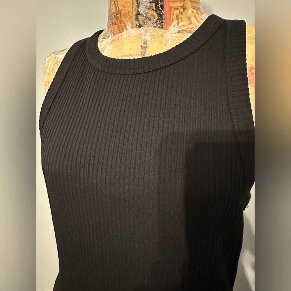BP Sleeveless Ribbed Black Women's Close Fitting Bodice Pocket Minidress M - Picture 4 of 10